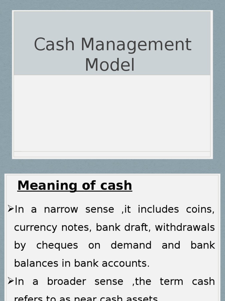 Cash Management Models Explained | PDF | Payments | Cash