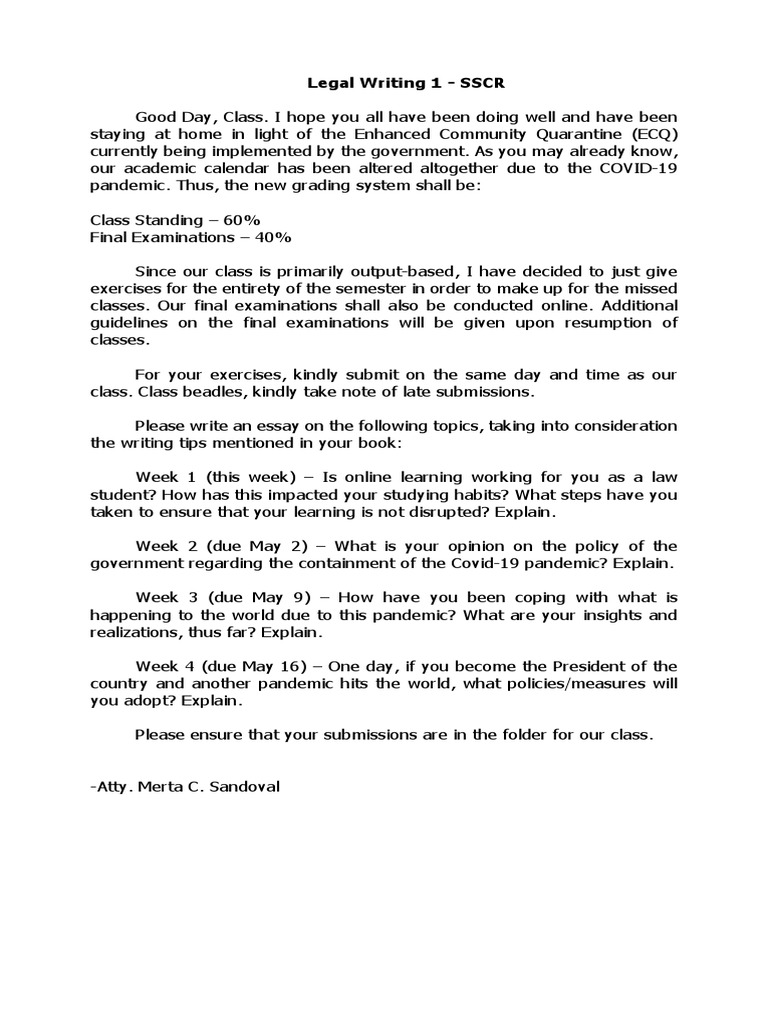 Legal Writing 1 Exercises PDF