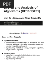 DAA - Unit IV - Space and Time Tradeoffs - Lecture Slides