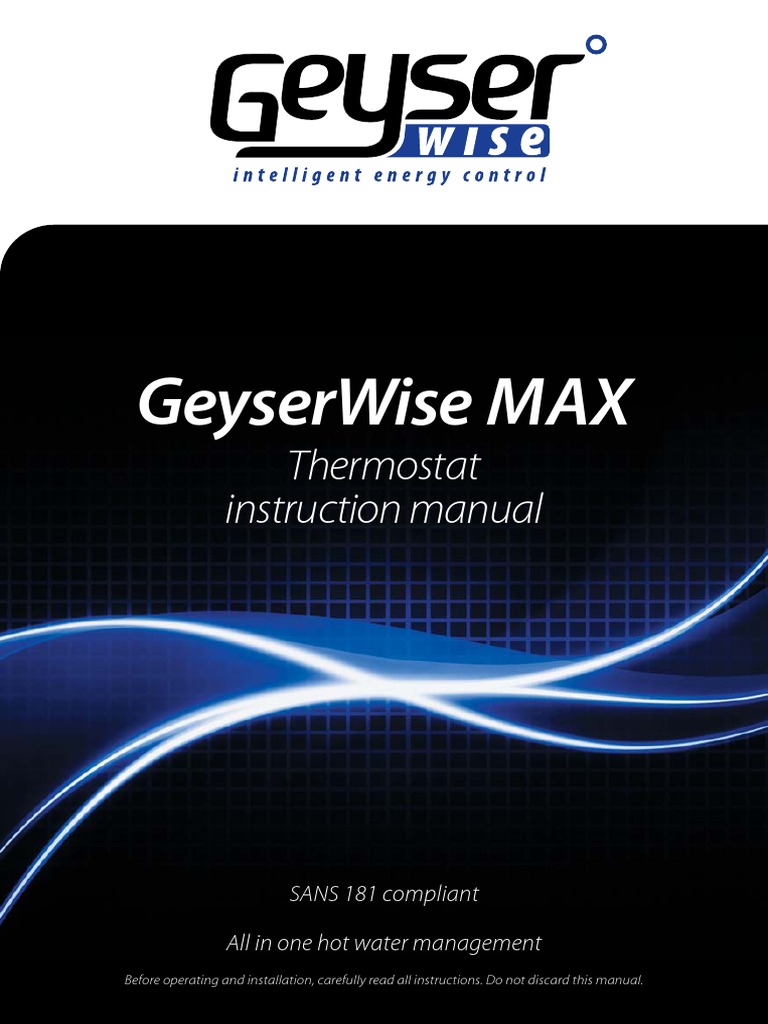 Geyserwise Max Thermostat Instruction Manual PDF Thermostat