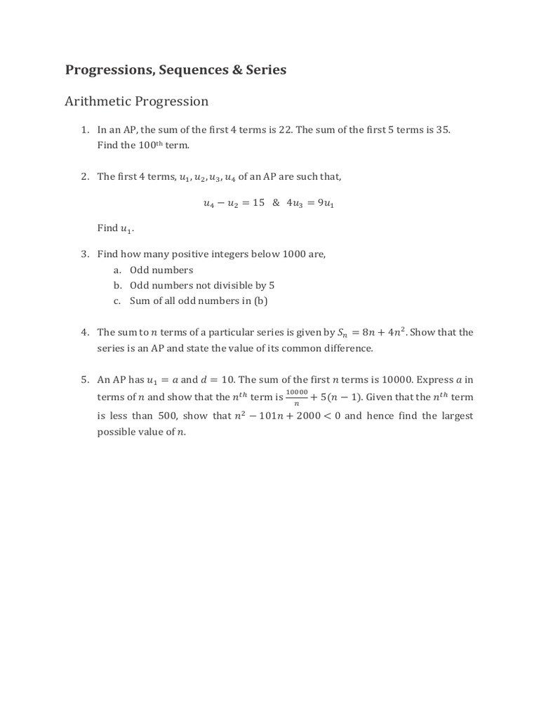 4 - Sequences - Series Exercises | PDF | Summation | Interest