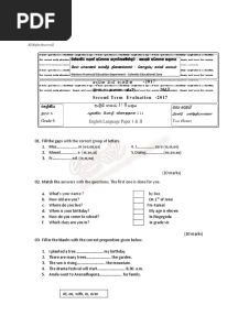 English Test Paper Grade 4 Western Province