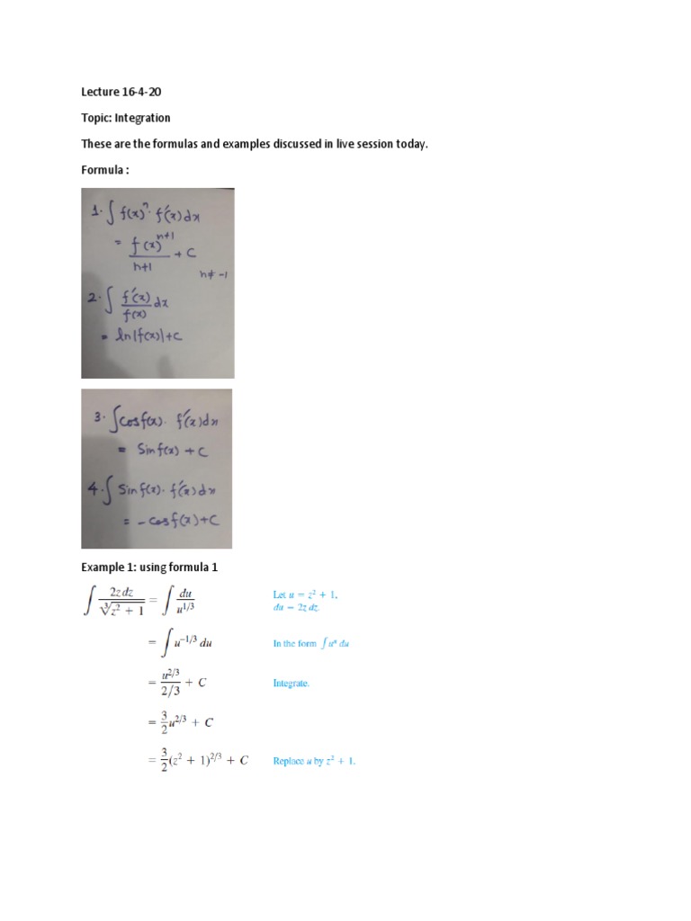Integration Notes from Lecture | PDF | Science & Mathematics | Computers