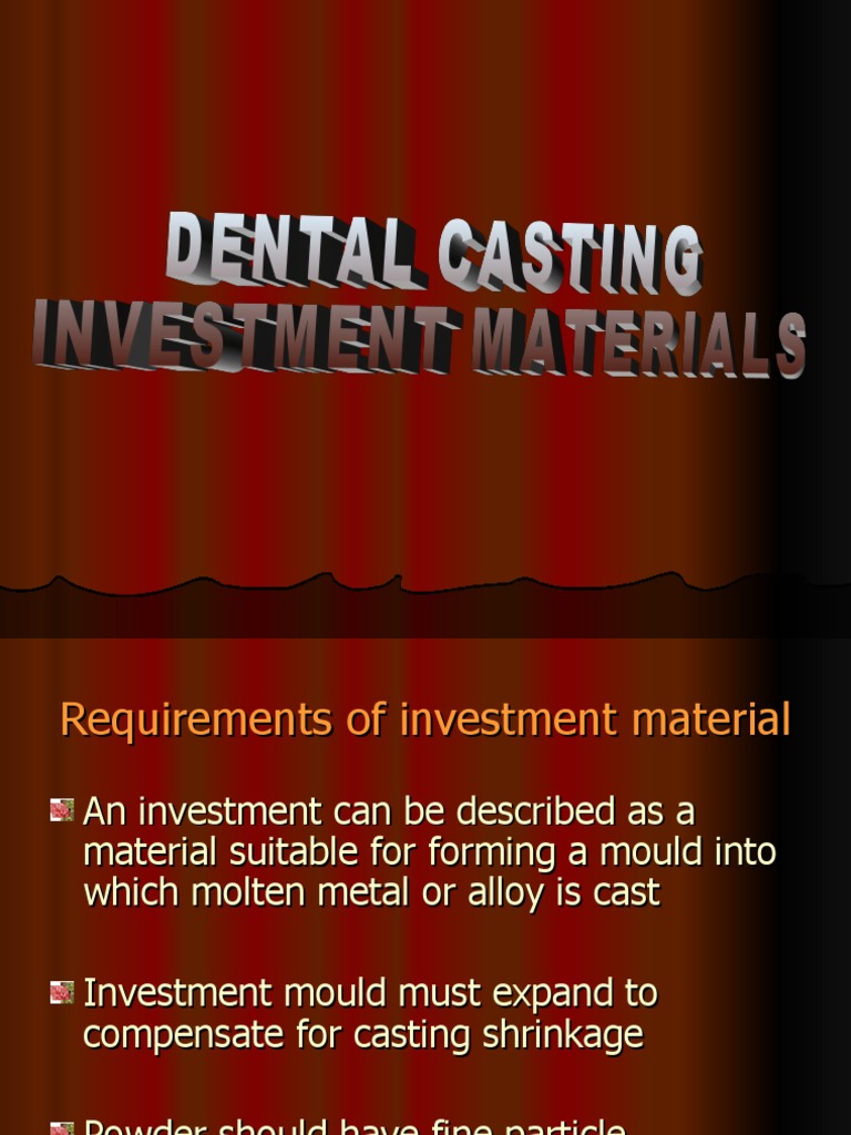 Dental Model Making Casting Supplies For Investment Casting