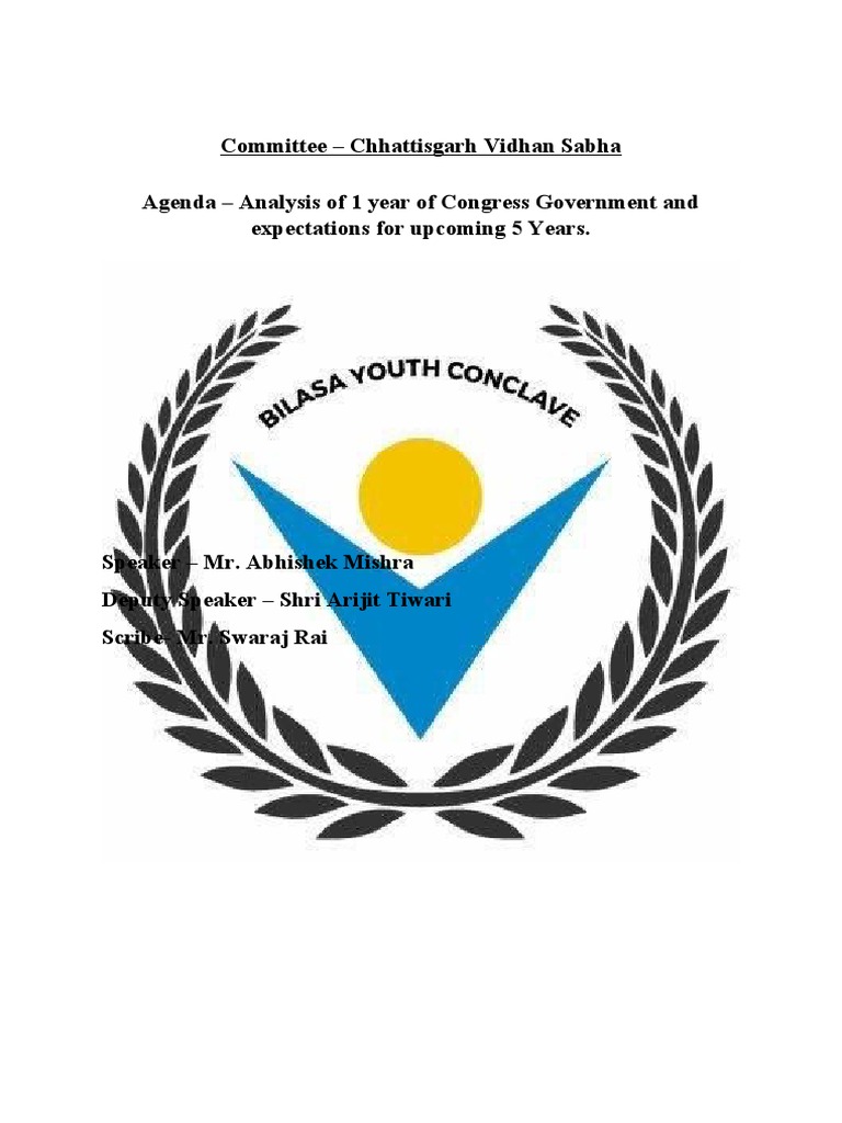 Committee - Chhattisgarh Vidhan Sabha Agenda - Analysis of 1 Year of  Congress Government and Expectations For Upcoming 5 Years | PDF | Economies  | Business, image size:768x1024