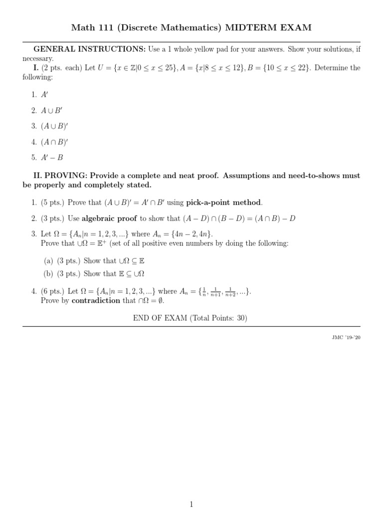 Math 111 Midterm Exam PDF | PDF