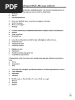 SAMPLE ONLY Topic - Legal Aspect of Sales, Mortgage and Lease