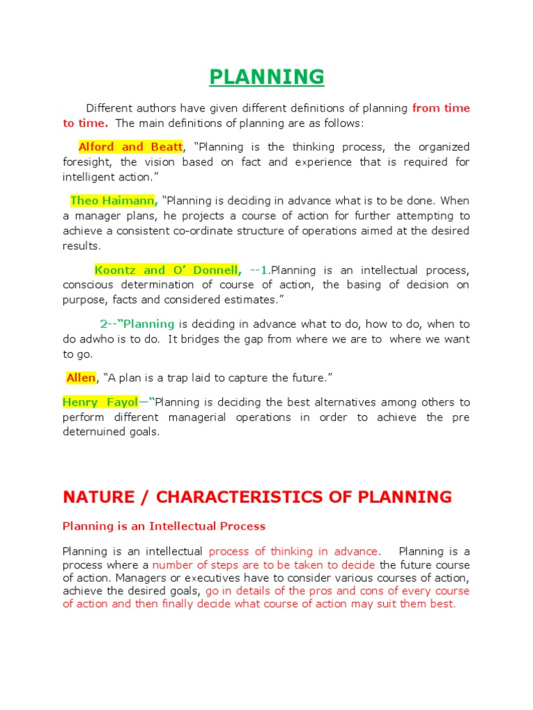 Planning Definition and Function For Management | PDF | Strategic