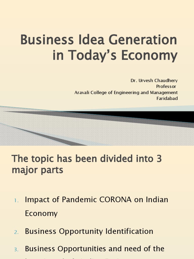Business Idea Generation in Today's Economy | PDF | Innovation ...