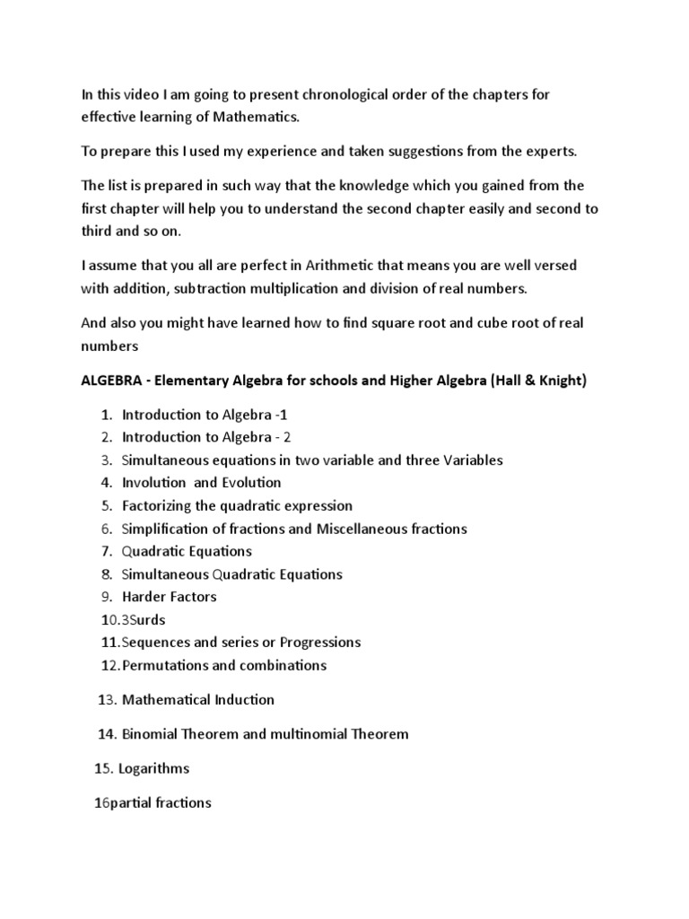 ALGEBRA Elementary Algebra For Schools and Higher Algebra (Hall