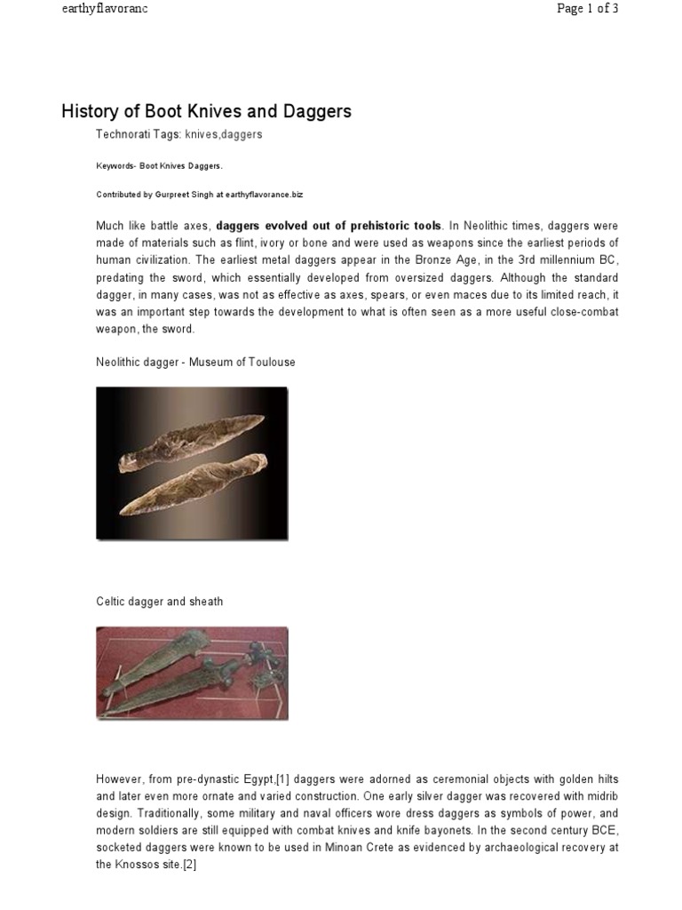 History of Daggers and Boot Knives | PDF | Dagger | Melee Weapons