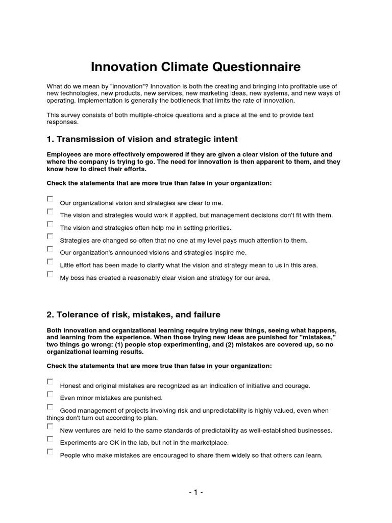 Innovation Climate Questionnaire: 1. Transmission of Vision and ...