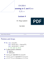 CH-230-A Programming in C and C++ Lecture 4 Dynamic Memory Allocation Pointers and Arrays