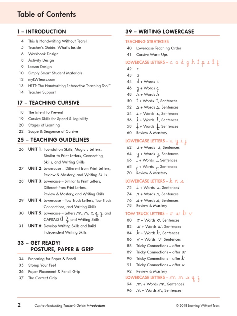 Cursive Handwriting Teachers Guide Sample Pages 39176 PDF, PDF, Letter  Case
