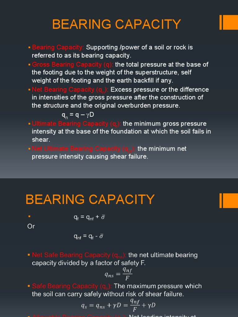 Bearing Capacity Gross Bearing Capacity (Q) PDF Geotechnical Engineering Materials Science