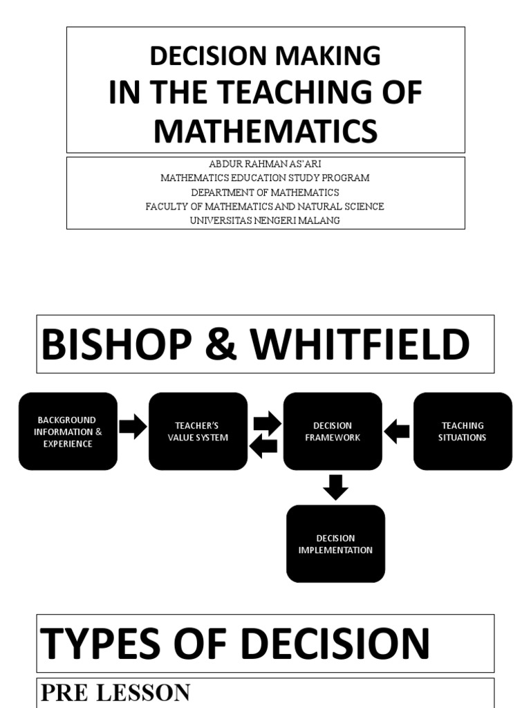 Decision Making in Mathematics Teaching | PDF | Reason | Teachers