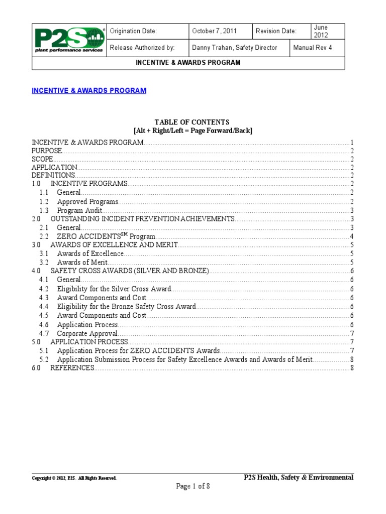 Incentive & Awards Program: (Alt + Right/Left Page Forward/Back) | PDF ...