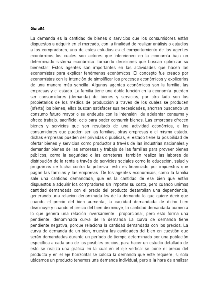 Análisis de la Demanda en Economía | PDF | Oferta y demanda | Curva de ...