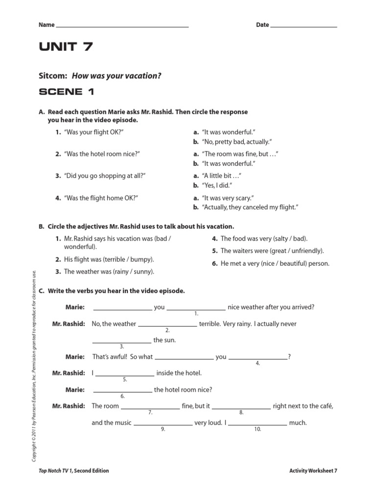 How Was Your Vacation - Past Simple Video Quiz PDF | PDF
