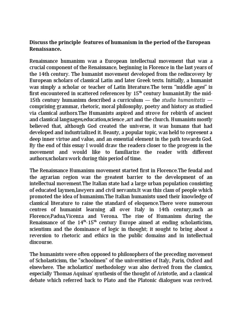 Features of Renaissance Humanism | PDF | Neoplatonism | Science