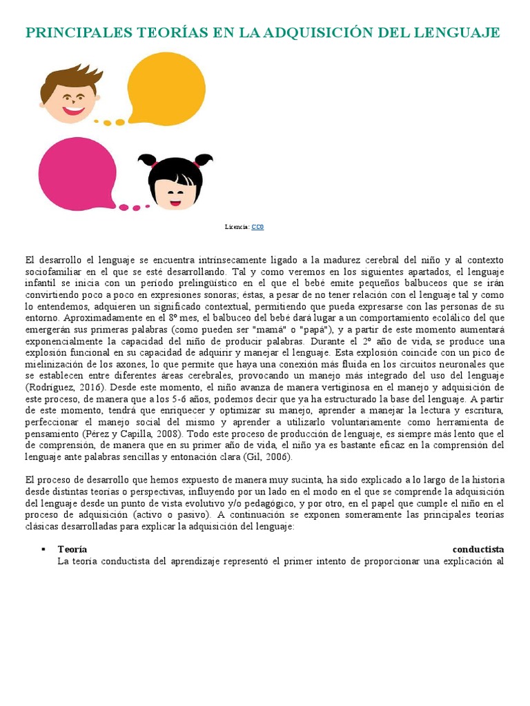 Teorías sobre la adquisición del lenguaje | PDF | Aquisición de idioma ...