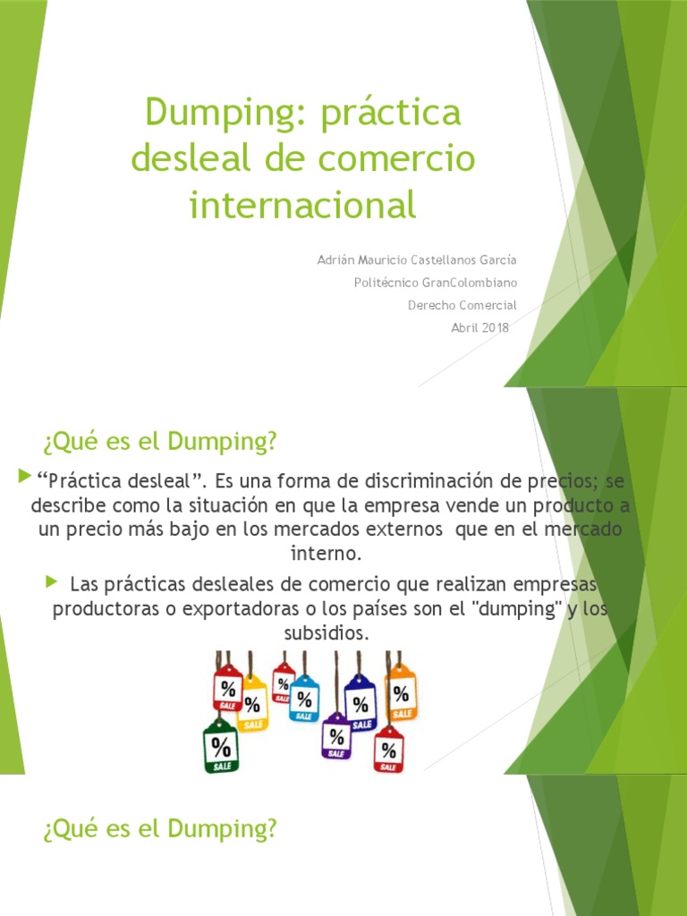 Dumping - Derecho Comercial | PDF | Dumping (política de precios) | El ...