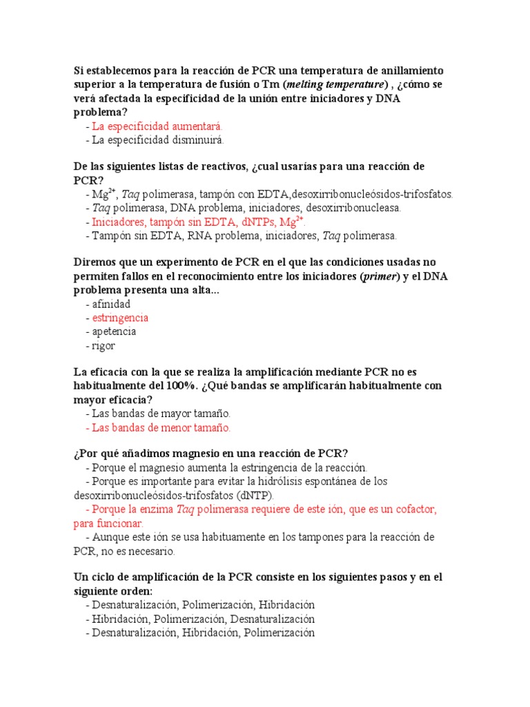 Guía sobre Taq polimerasa y PCR | PDF | Taq Polymerase | Reacción en ...