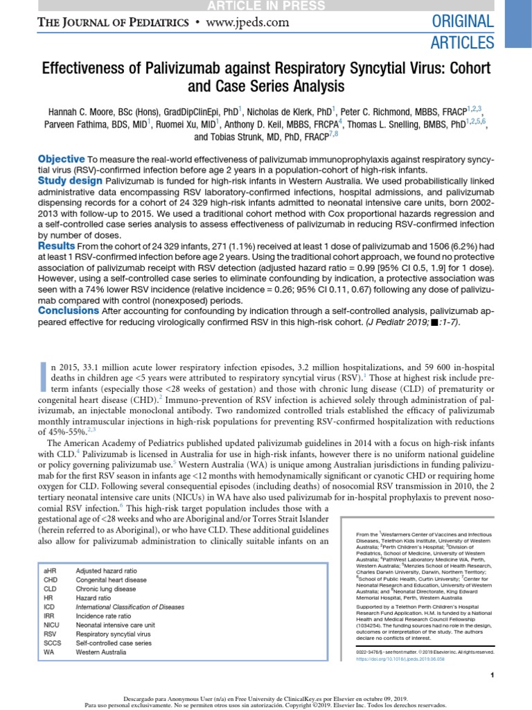 Effectiveness of Palivizumab Against Respiratory Syncytial Virus ...