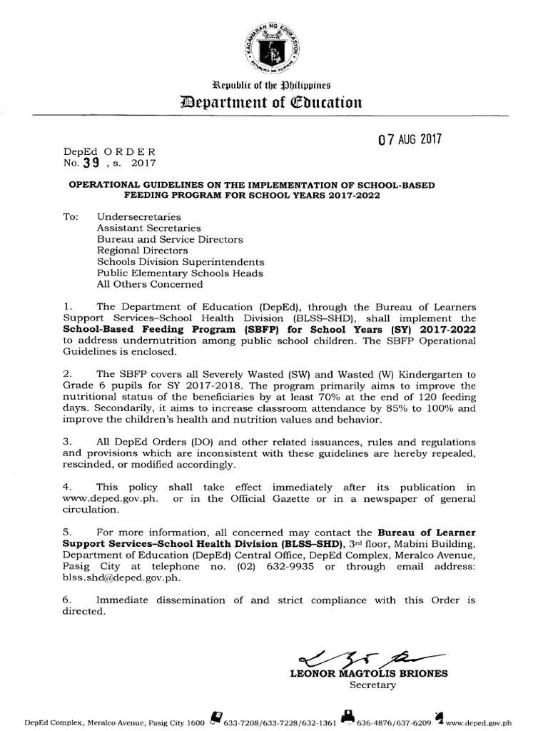 Deped Order 39 S. 2016