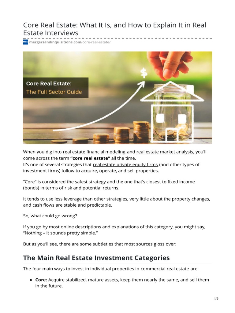 Core Real Estate What It Is and How To Explain It in Real Estate