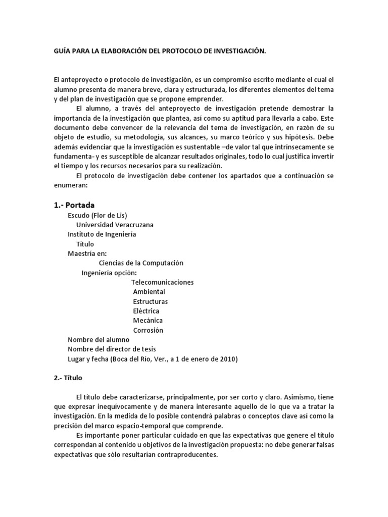 Guía para La Elaboración Del Protocolo de Investigación | PDF ...