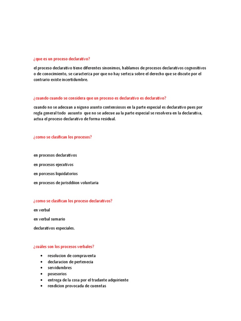 Preguntas Sobre Que Es Un Proceso Declarativo | PDF | Demanda judicial