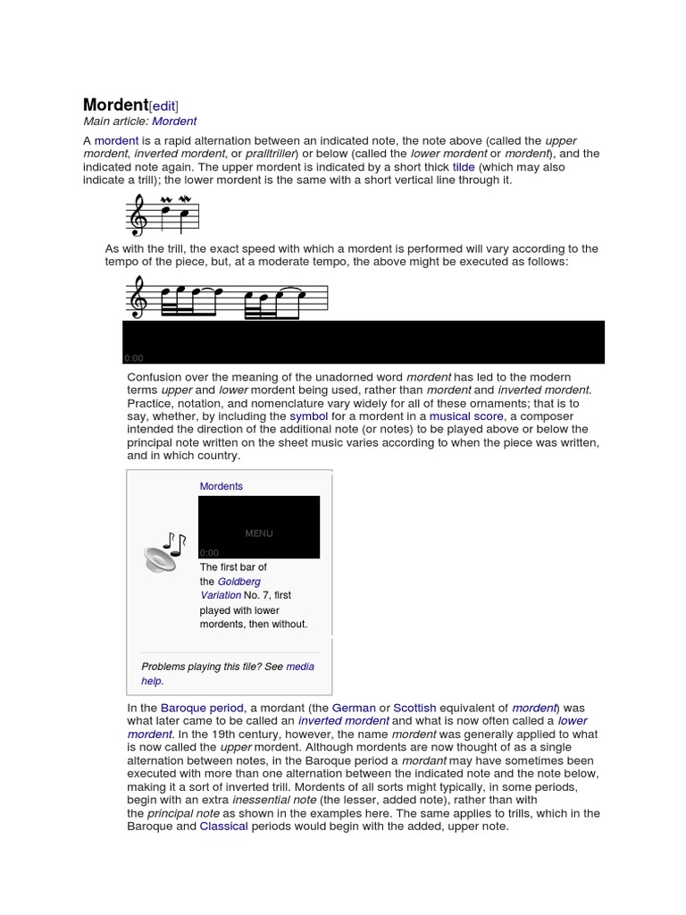 Mordent PDF Elements Of Music Musical Notation