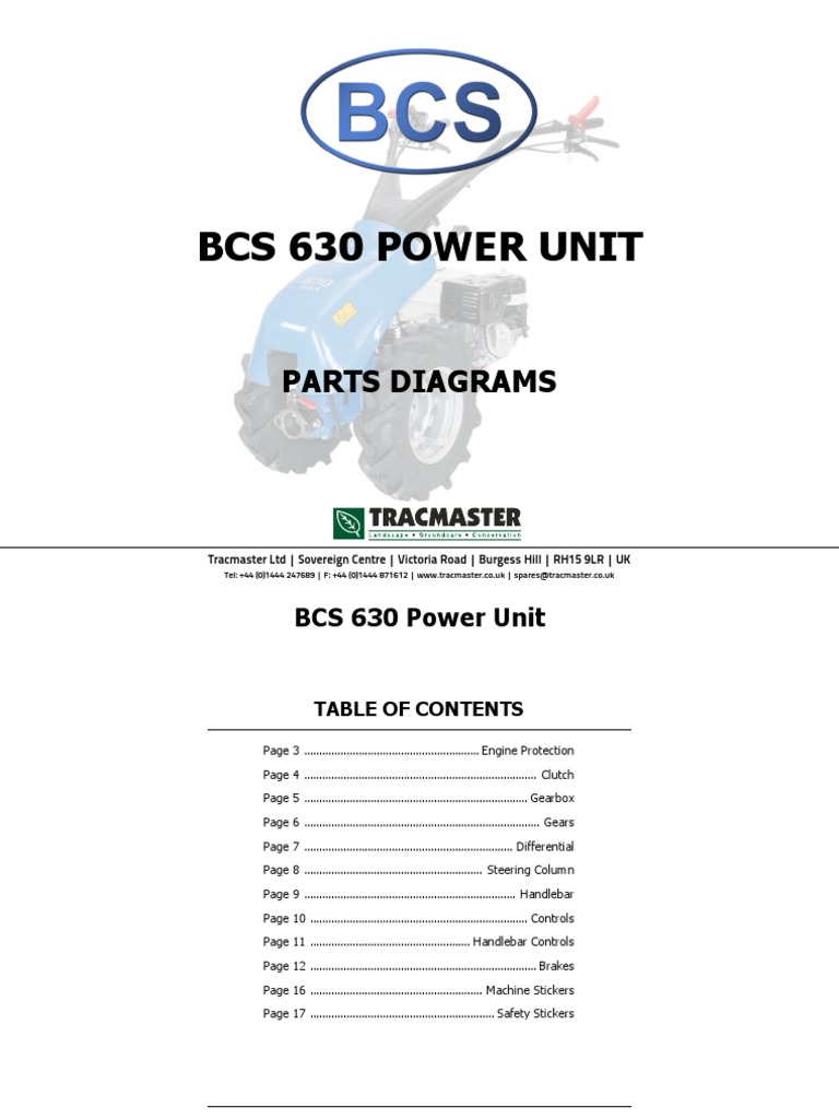 BCS 630 Power Unit Diagram PDF PDF Transmission (Mechanics) Clutch