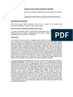 Guidelines For Presentation of The Scientific Report