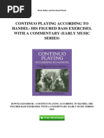 Continuo Playing According To Handel: His Figured Bass Exercises. With A Commentary (Early Music Series)