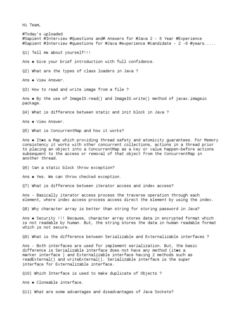 Java Interview Prep for Mid-Level | PDF | Java (Programming Language ...