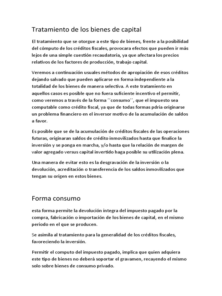 Tratamiento de Los Bienes de Capital PDF Capital (economía) Bienes