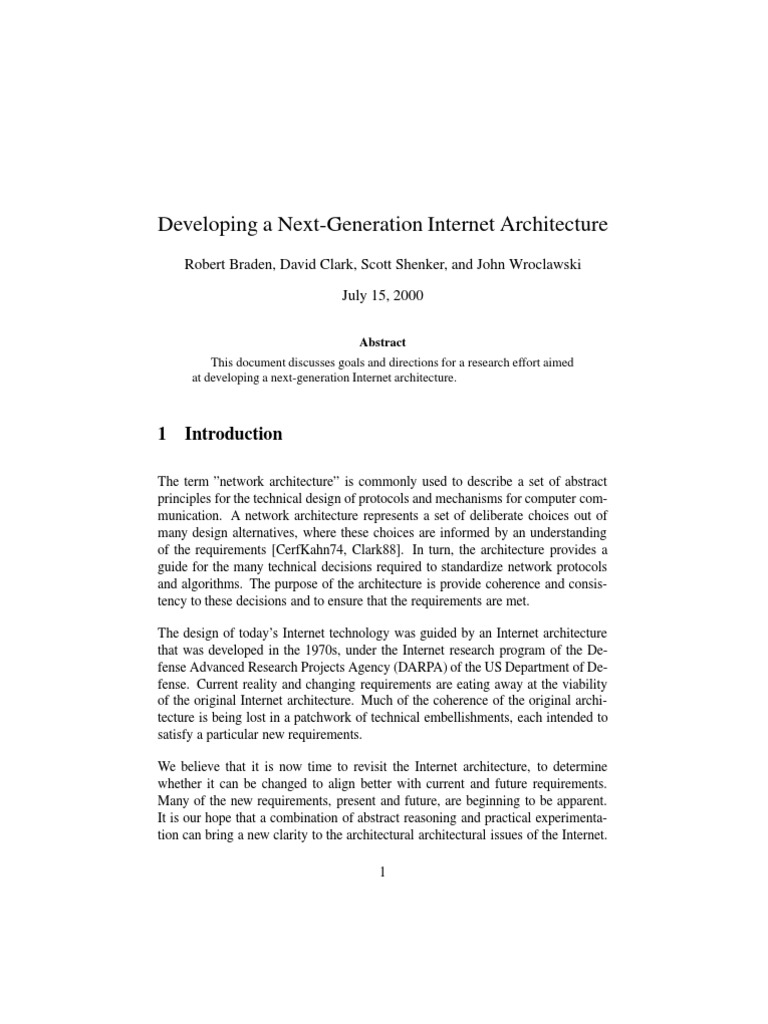Developing A Next-Generation Internet Architecture | PDF | Computer ...
