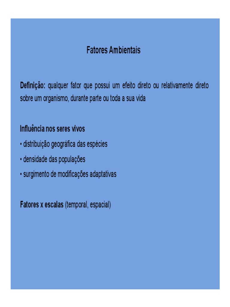 Fatores Ambientais e Suas Influências | PDF | Ecossistema | Ambiente ...
