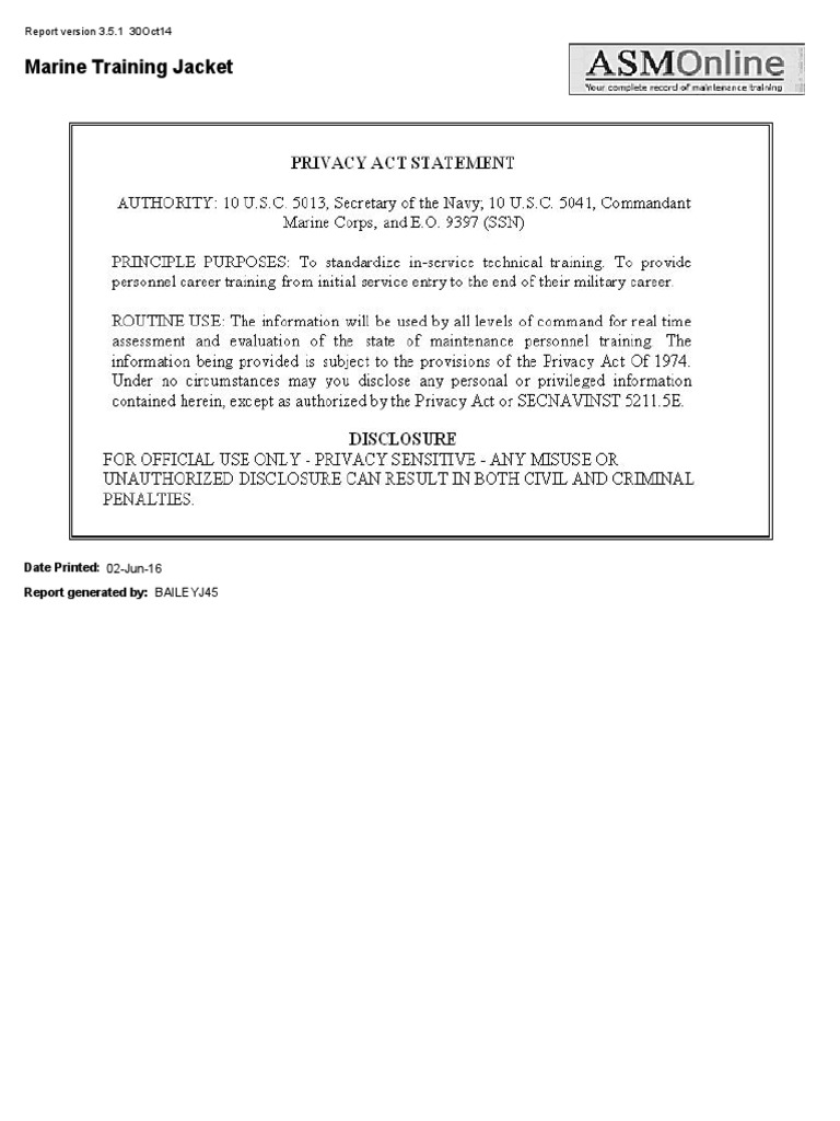 Marine Corps Training Standards | PDF | Foreign Object Damage ...