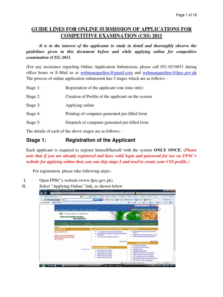 Guide Lines For Online Submission of Applications For Competitive ...