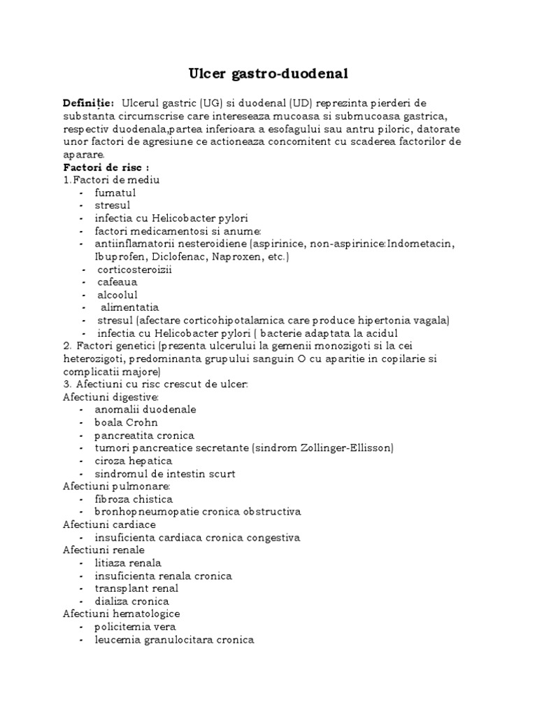 Ulcerul Gastro-Duodenal | PDF