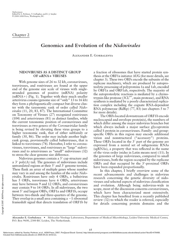 Nidoviruses - (2. Genomics and Evolution of The Nidovirales) PDF | PDF ...