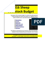 2016 Sheep Seedstock Budget: Assumptions Income Feed Costs Veterinary Costs Other Expenses Capital Investment