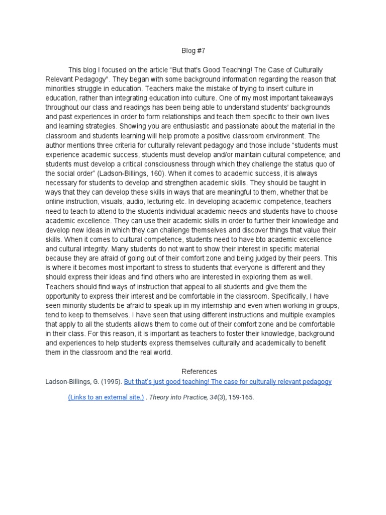 Blog 7 | PDF | Teachers | Pedagogy