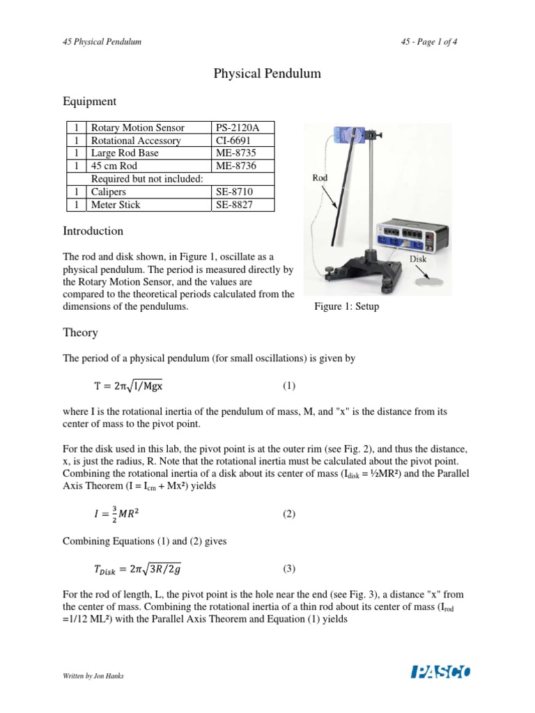 Physical Pendulum Experiment Guide | PDF | Pendulum | Rotation Around A ...