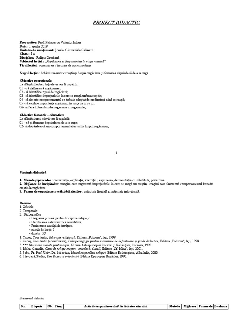 Rugaciunea Si Rugamintea Cls I | PDF