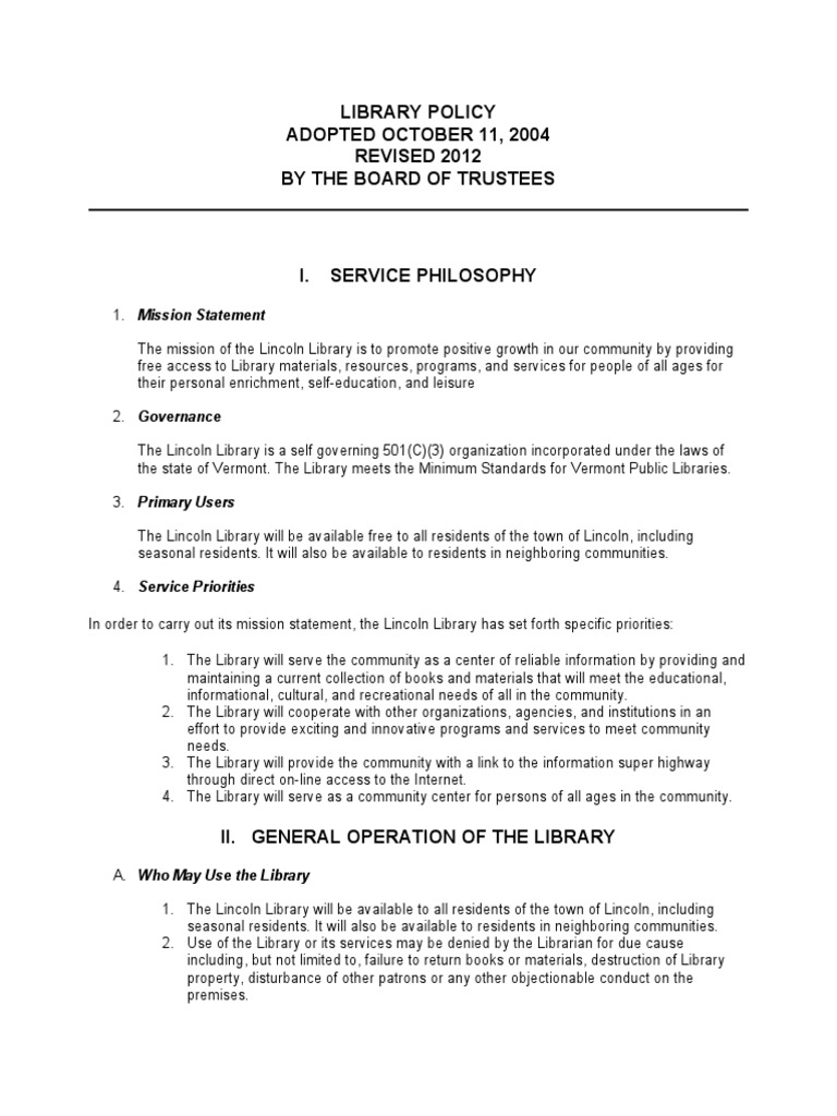 Lincoln Library Policy Overview | PDF | Http Cookie | Overtime