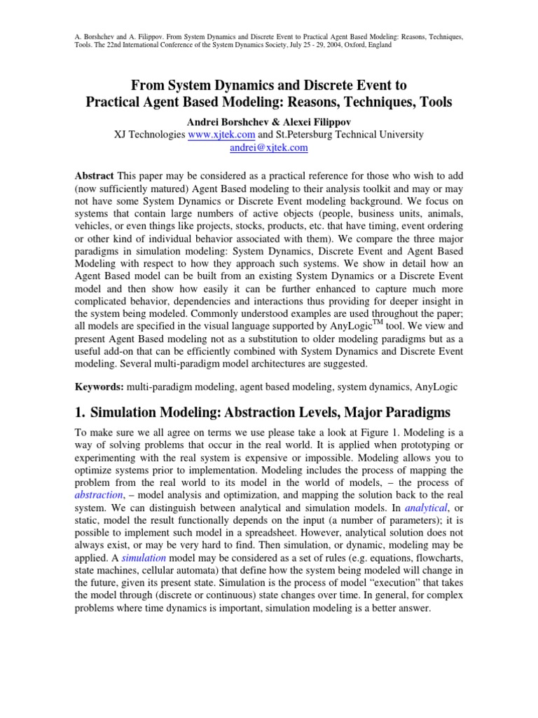 AR From System Dynamics and Discrete Event To Practical Agent Based